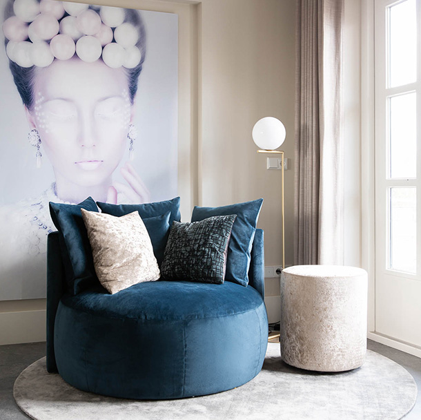 Ronde fauteuil blauw