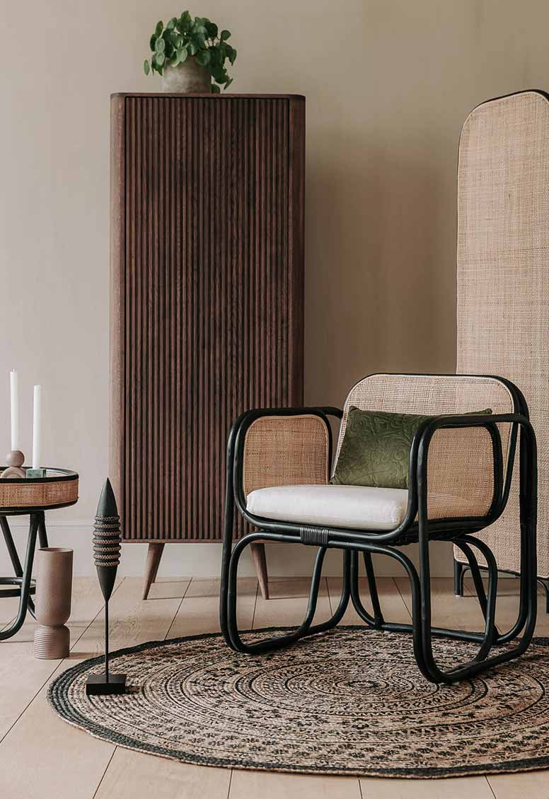 Een bohemian interieur met webbing 