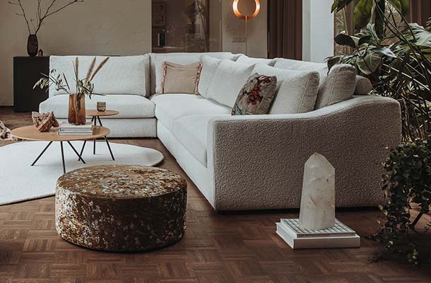 beige hoekbank