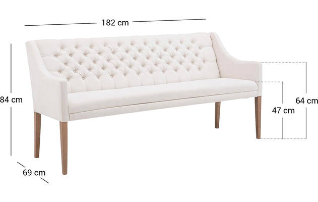 Goossens eetkamerbank pearl wit stof - 8121736-99