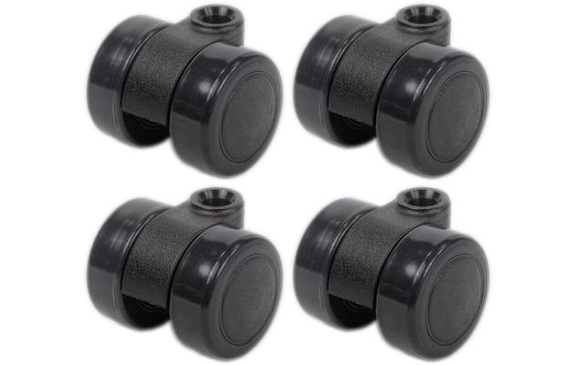 Goossens set van 4 wieltjes zwart kunststof - 8150544-03