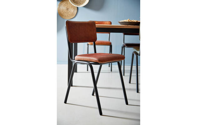 Goossens eetkamerstoel chaplin bruin leer - 8171281-03
