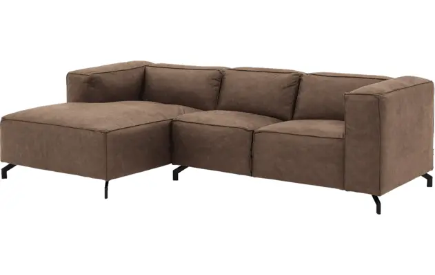 Goossens loungebank calvin bruin micro leer - 8181170-627-02-gespiegeld