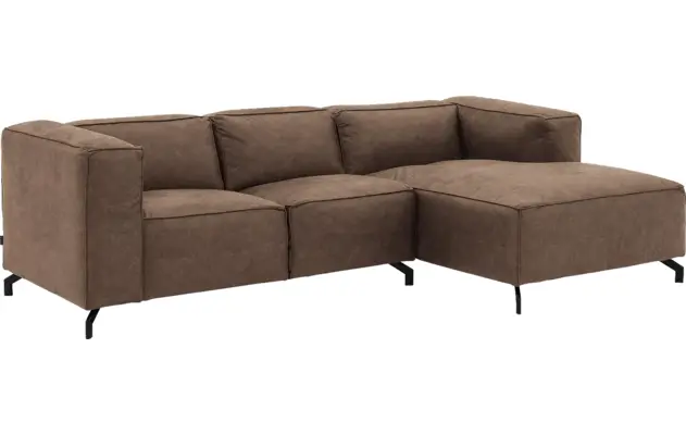 Goossens loungebank calvin bruin micro leer - 8181170-627-02
