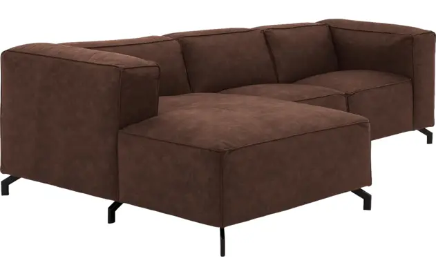 Goossens loungebank calvin bruin micro leer - 8181170-631-03-gespiegeld