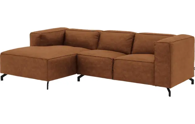 Goossens loungebank calvin bruin micro leer - 8181170-633-02-gespiegeld
