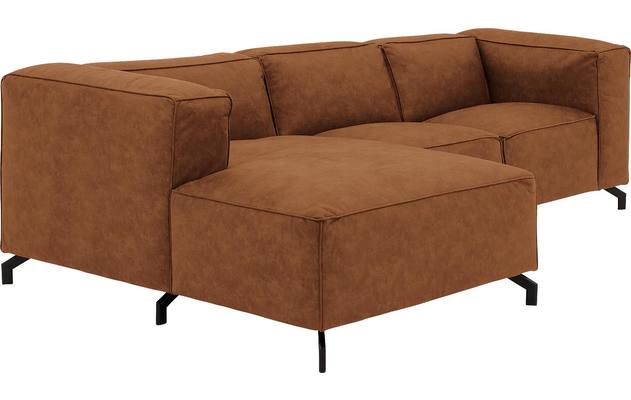 Goossens loungebank calvin bruin micro leer - 8181170-633-03-gespiegeld