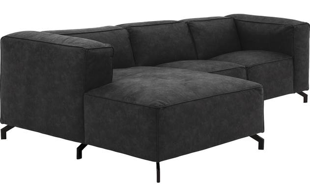 Goossens loungebank calvin grijs micro leer - 8181170-634-03-gespiegeld