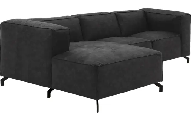 Goossens loungebank calvin grijs micro leer - 8181170-634-03-gespiegeld