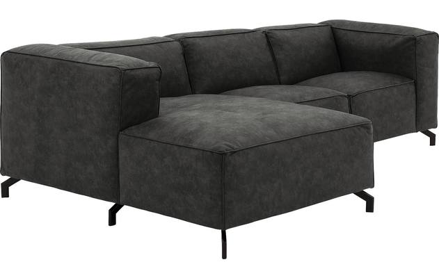 Goossens loungebank calvin grijs micro leer - 8181170-635-03-gespiegeld