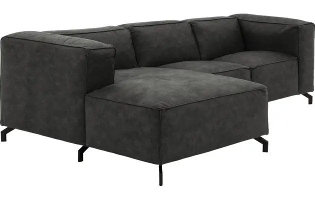 Goossens loungebank calvin grijs micro leer - 8181170-635-03-gespiegeld