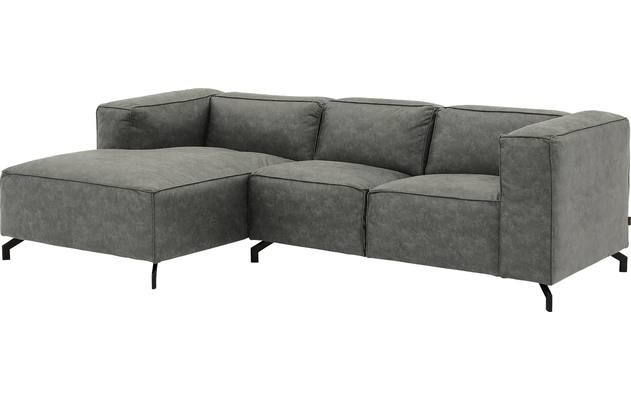 Goossens loungebank calvin grijs micro leer - 8181170-636-02-gespiegeld