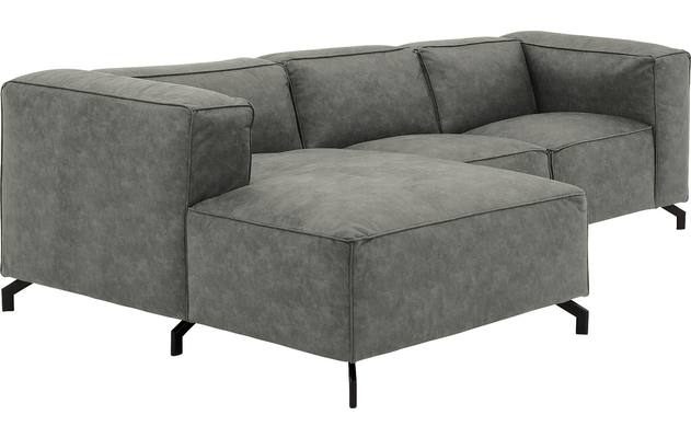 Goossens loungebank calvin grijs micro leer - 8181170-636-03-gespiegeld