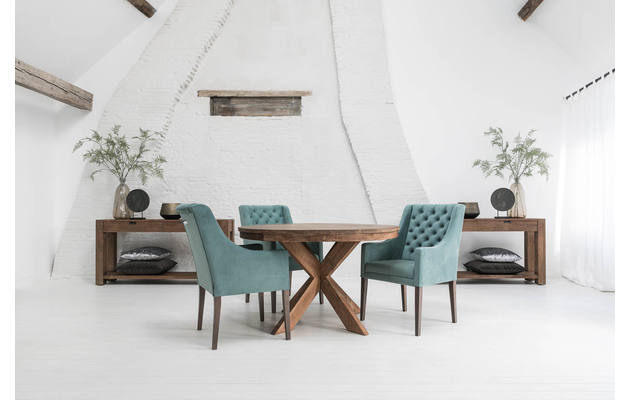 Goossens eetkamerstoel pearl groen stof - 8181714-eettafel_ines-02