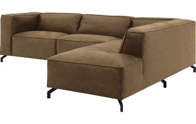 Goossens hoekbank calvin groen micro leer - 8190066-626-03-gespiegeld