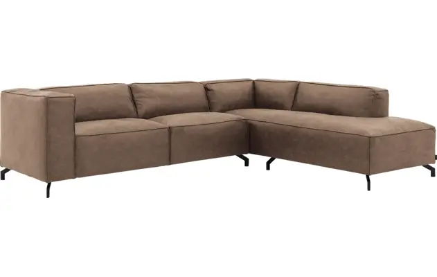 Goossens hoekbank calvin bruin micro leer - 8190066-627-02-gespiegeld