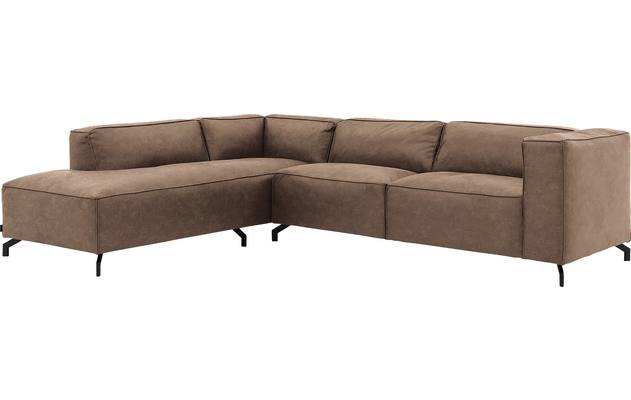 Goossens hoekbank calvin bruin micro leer - 8190066-627-02