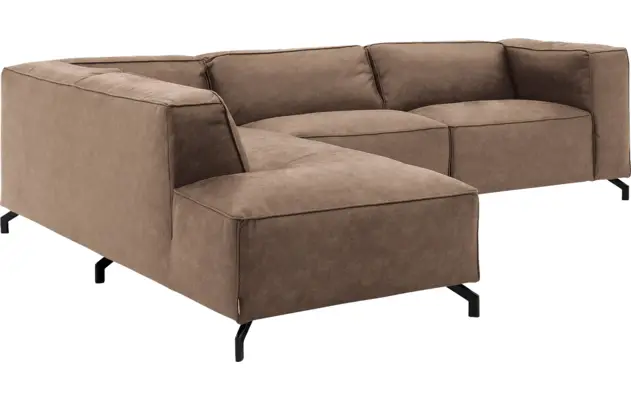 Goossens hoekbank calvin bruin micro leer - 8190066-627-03
