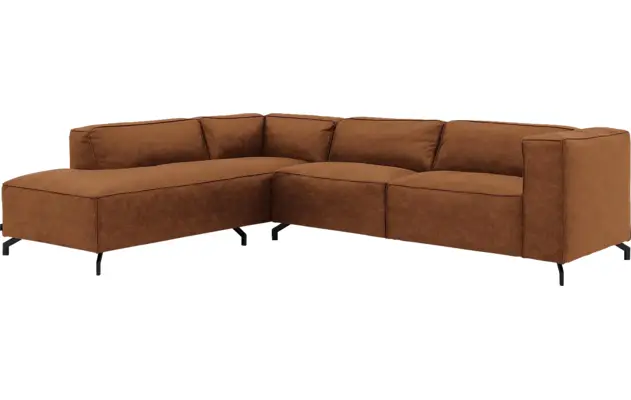 Goossens hoekbank calvin bruin micro leer - 8190066-633-02