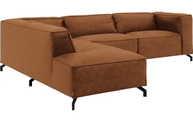 Goossens hoekbank calvin bruin micro leer - 8190066-633-03
