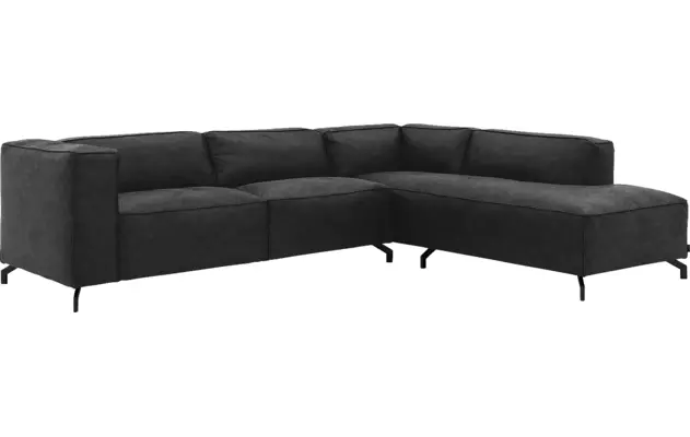 Goossens hoekbank calvin grijs micro leer - 8190066-634-02-gespiegeld