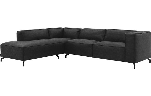 Goossens hoekbank calvin grijs micro leer - 8190066-634-02