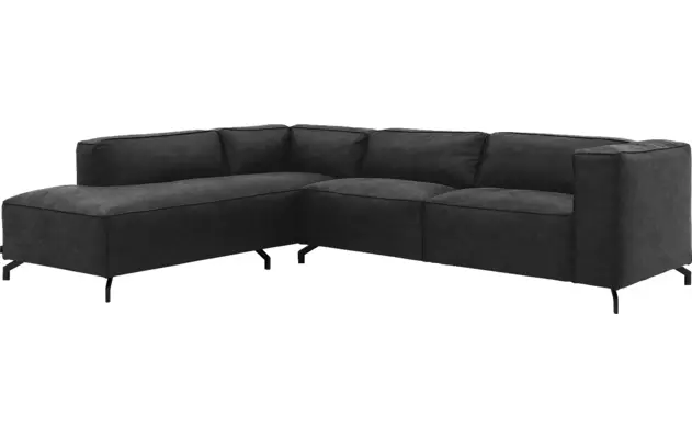 Goossens hoekbank calvin grijs micro leer - 8190066-634-02