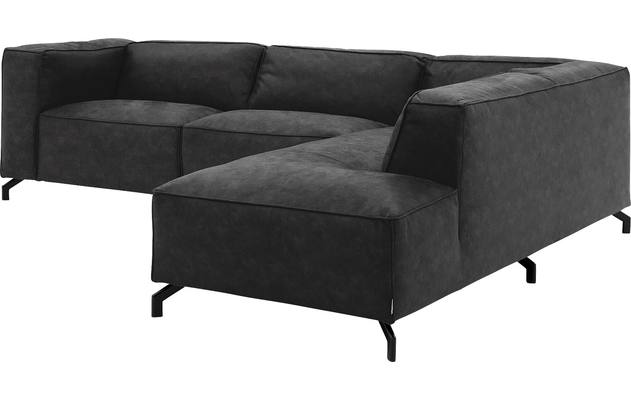 Goossens hoekbank calvin grijs micro leer - 8190066-634-03-gespiegeld
