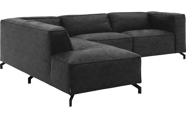 Goossens hoekbank calvin grijs micro leer - 8190066-634-03