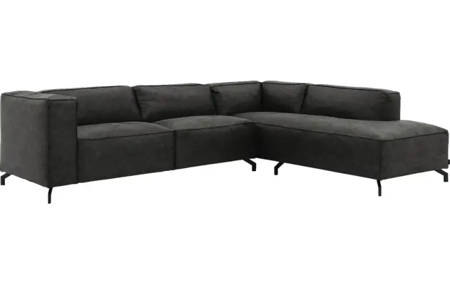 Goossens hoekbank calvin grijs micro leer - 8190066-635-02-gespiegeld