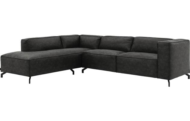 Goossens hoekbank calvin grijs micro leer - 8190066-635-02