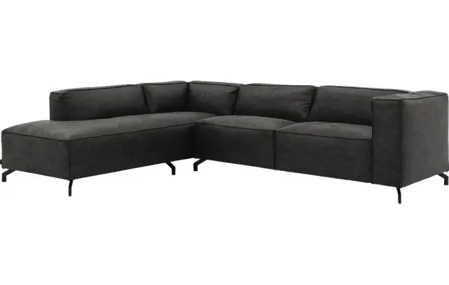 Goossens hoekbank calvin grijs micro leer - 8190066-635-02