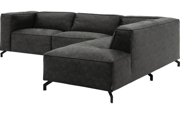 Goossens hoekbank calvin grijs micro leer - 8190066-635-03-gespiegeld