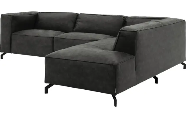 Goossens hoekbank calvin grijs micro leer - 8190066-635-03-gespiegeld