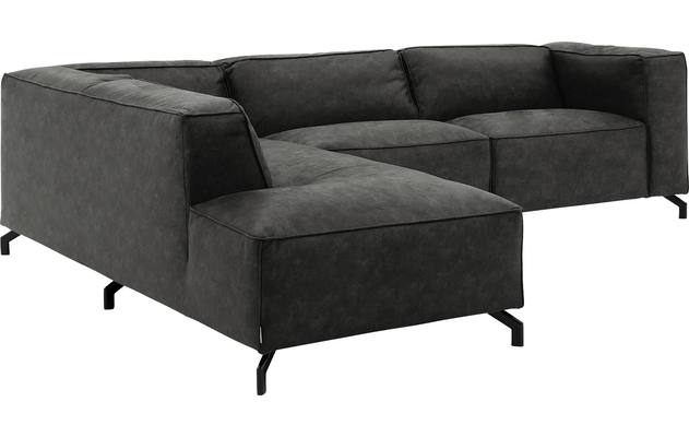 Goossens hoekbank calvin grijs micro leer - 8190066-635-03