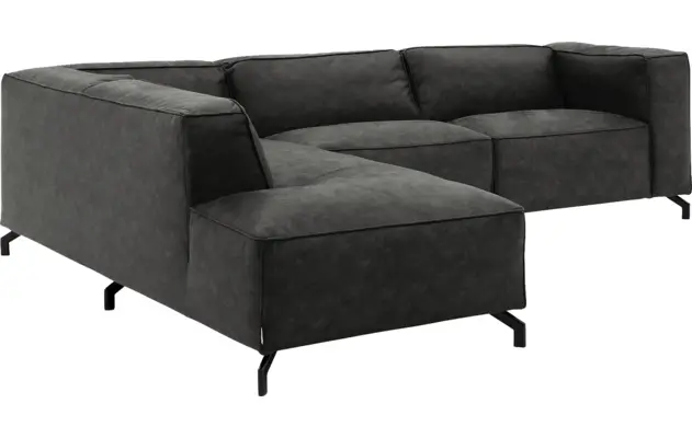 Goossens hoekbank calvin grijs micro leer - 8190066-635-03