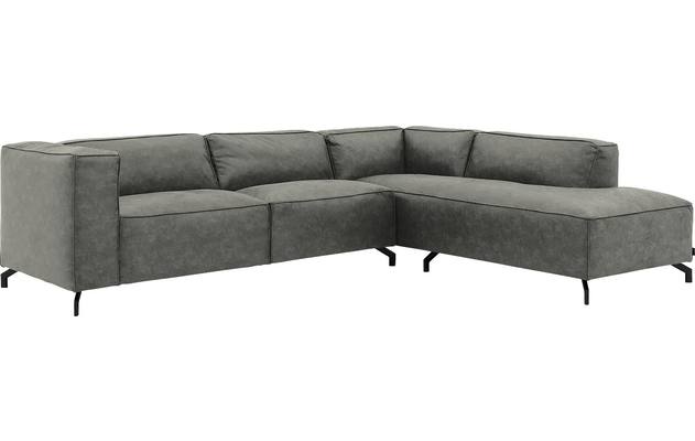 Goossens hoekbank calvin grijs micro leer - 8190066-636-02-gespiegeld