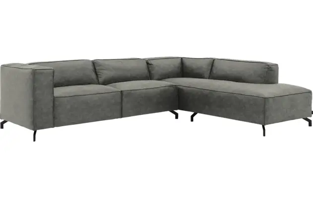 Goossens hoekbank calvin grijs micro leer - 8190066-636-02-gespiegeld
