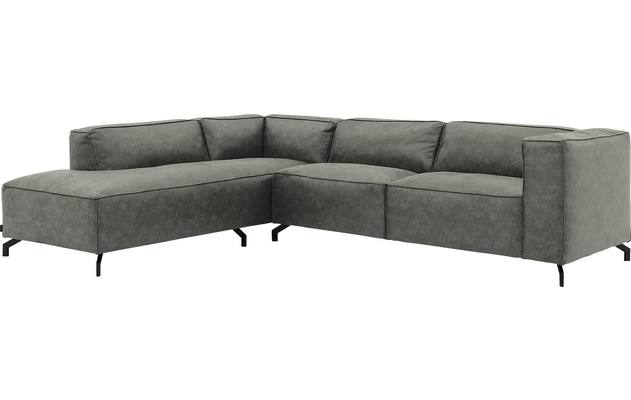 Goossens hoekbank calvin grijs micro leer - 8190066-636-02