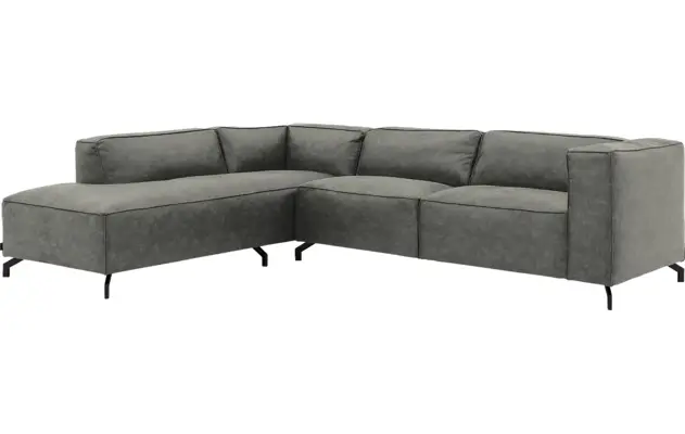 Goossens hoekbank calvin grijs micro leer - 8190066-636-02