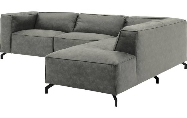 Goossens hoekbank calvin grijs micro leer - 8190066-636-03-gespiegeld