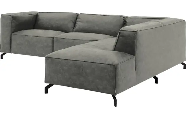 Goossens hoekbank calvin grijs micro leer - 8190066-636-03-gespiegeld
