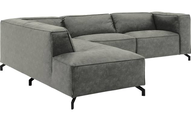 Goossens hoekbank calvin grijs micro leer - 8190066-636-03