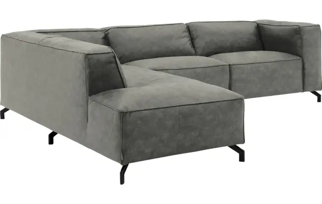 Goossens hoekbank calvin grijs micro leer - 8190066-636-03