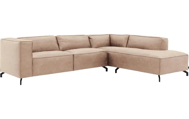 Goossens hoekbank calvin beige micro leer - 8190066-637-02-gespiegeld