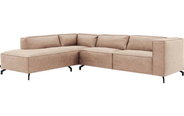 Goossens hoekbank calvin beige micro leer - 8190066-637-02
