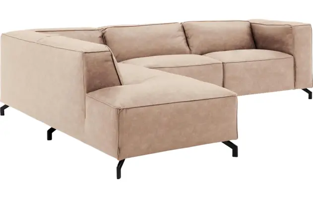Goossens hoekbank calvin beige micro leer - 8190066-637-03