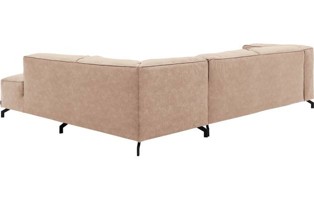 Goossens hoekbank calvin beige micro leer - 8190066-637-04-gespiegeld