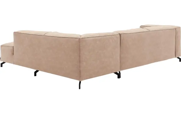 Goossens hoekbank calvin beige micro leer - 8190066-637-04-gespiegeld