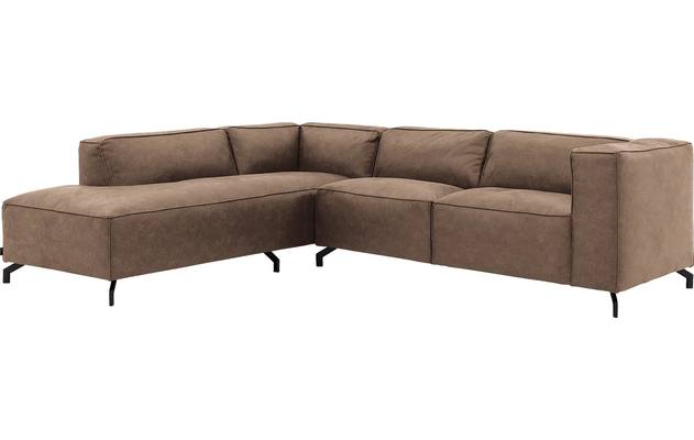 Goossens hoekbank calvin bruin micro leer - 8190317-627-02